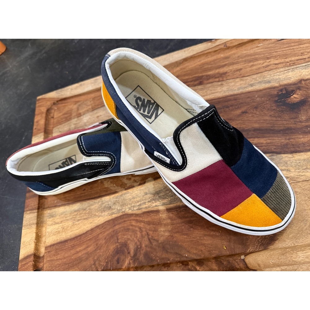 Vans Classic Slip-On Patchwork Multi-Color Canvas Suede Corduroy Mens 7.5 721278